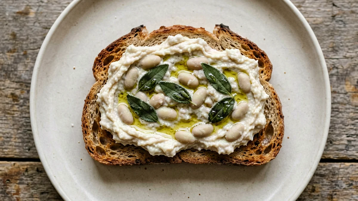 Bruschetta integrale con cannellini e salvia