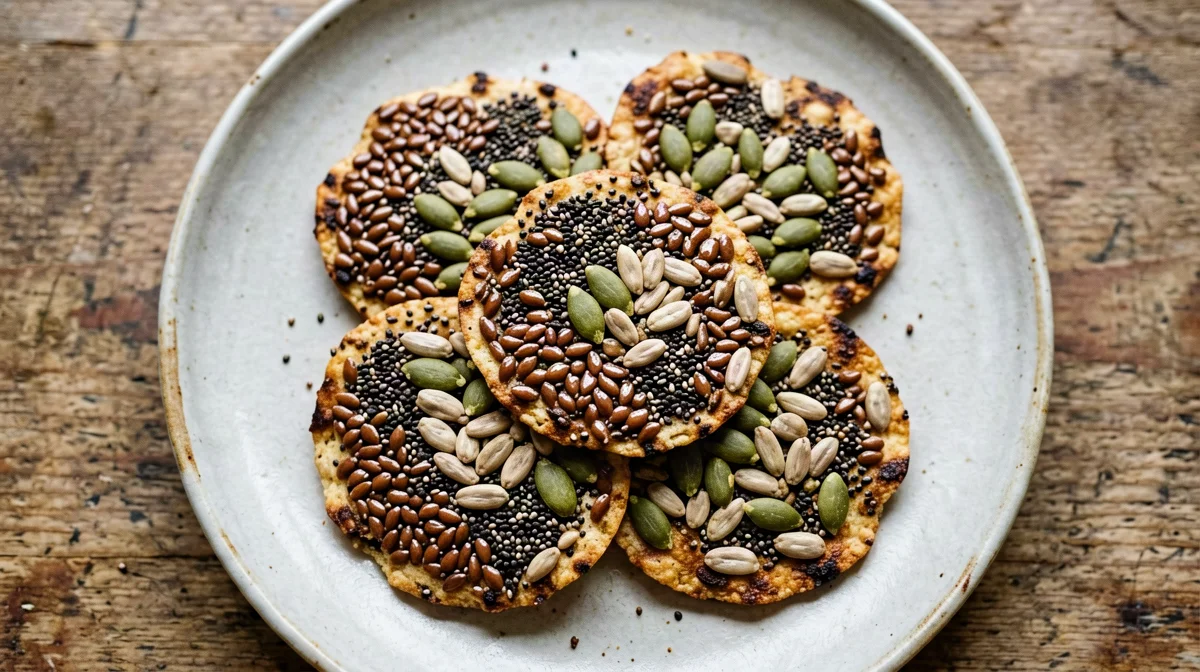 Flax, chia, pumpkin and sunflower seed crackers