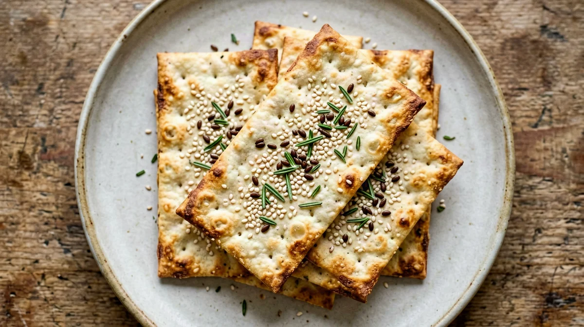 Rosemary chickpea flour, sesame and flax crackers