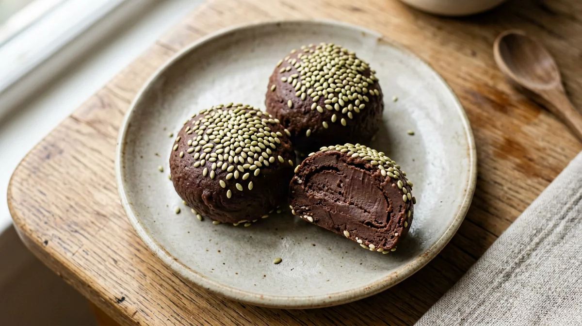 Palline di tahina, cacao e semi di canapa