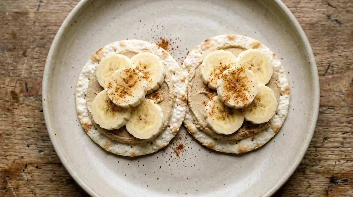Gallette di riso con tahina, banana e cannella