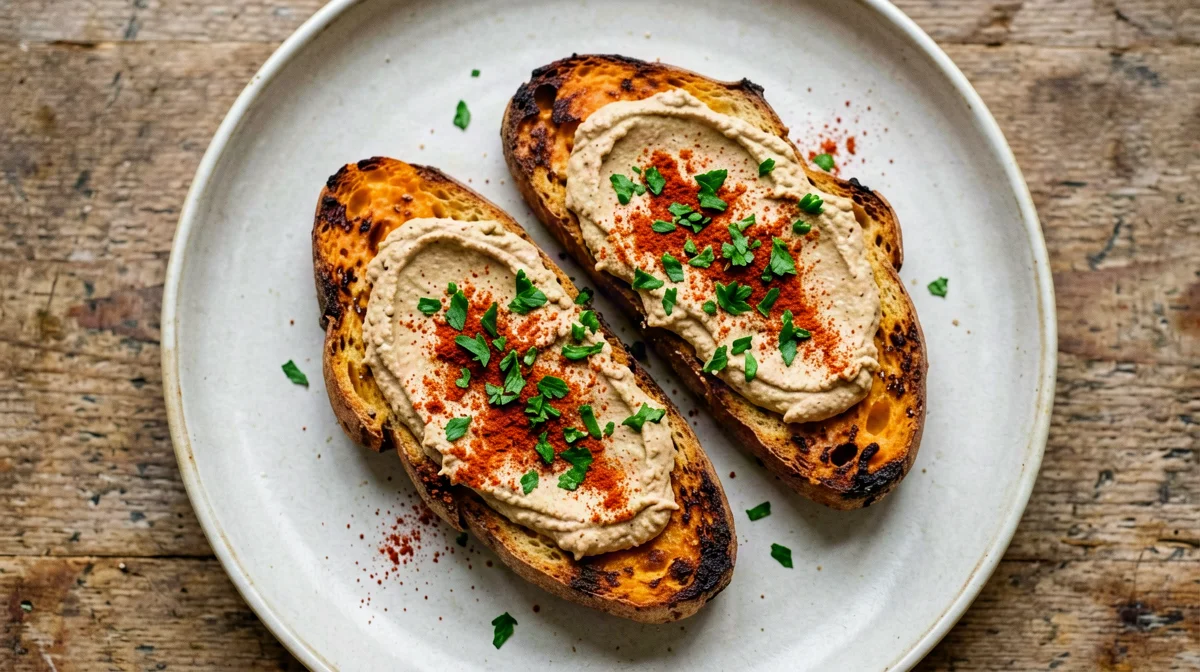 Toast di patata dolce con hummus e paprika