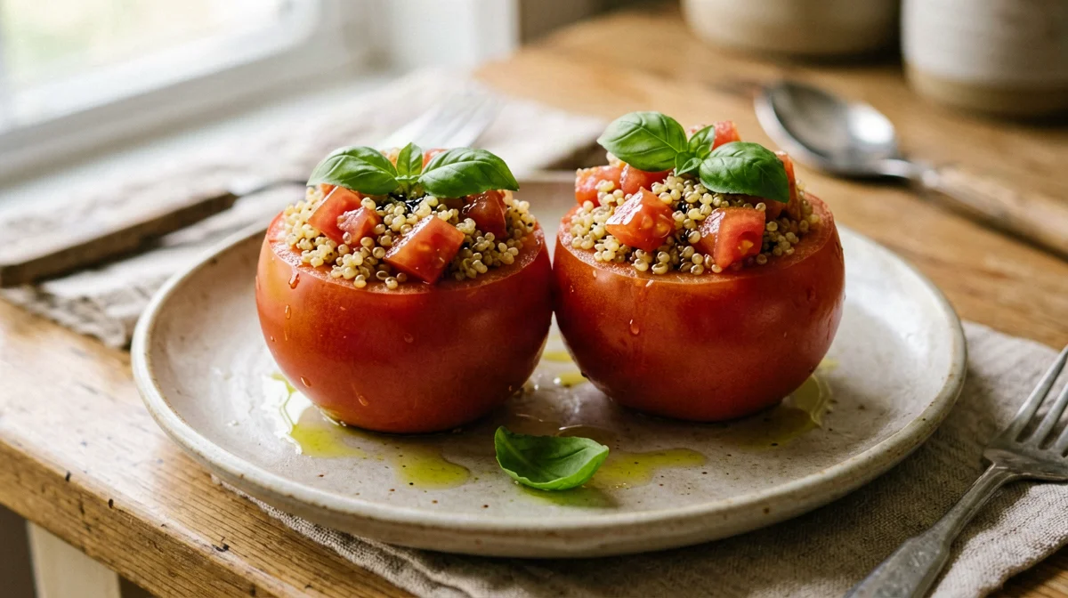 Basil quinoa stuffed tomatoes