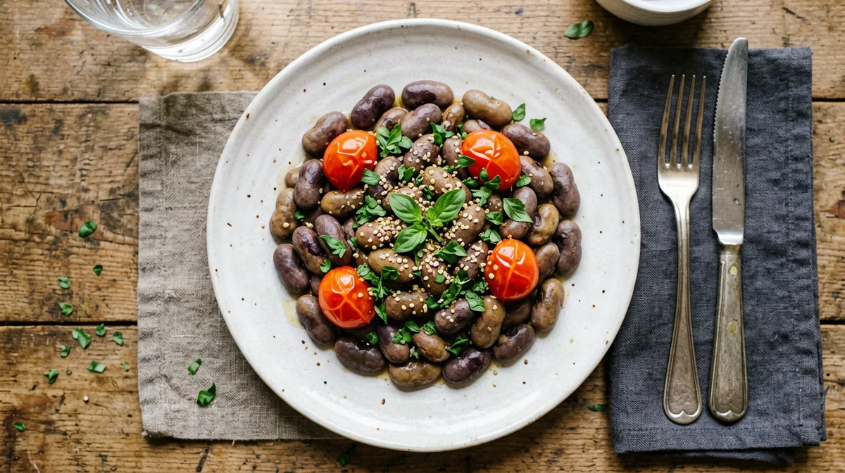 Lupini beans with cherry tomatoes and oregano