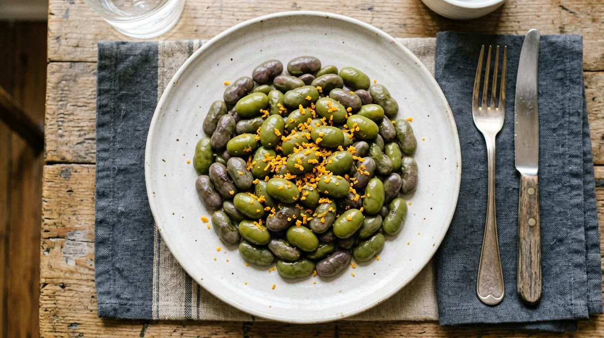 Lupini con olive verdi e scorza d'arancia