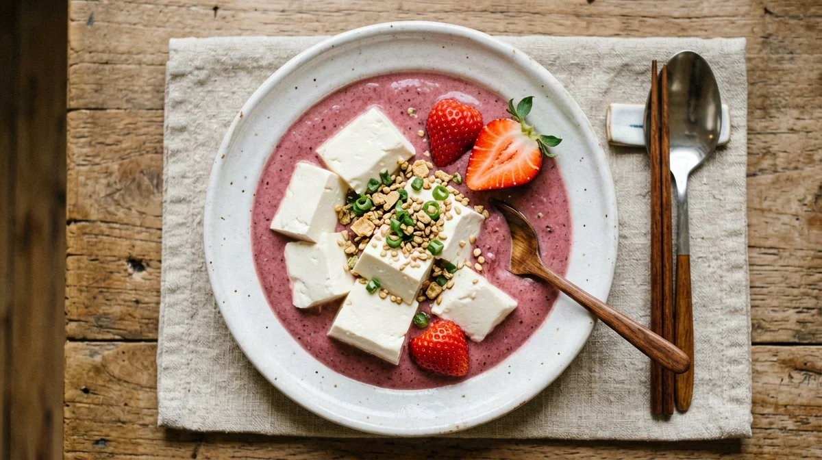 Silken tofu and strawberry smoothie