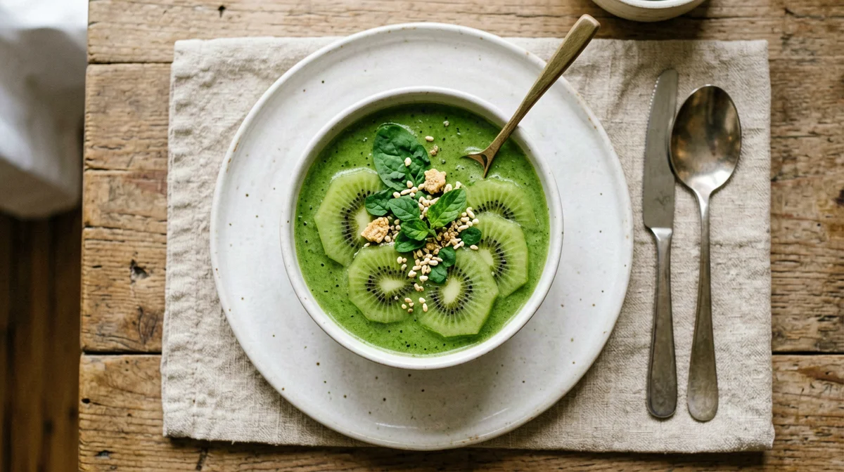 Frullato verde di soia, kiwi e spinaci