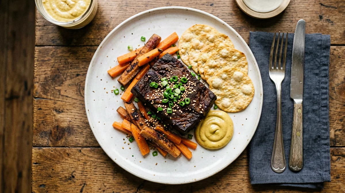 Seitan, carote e crackers alla senape