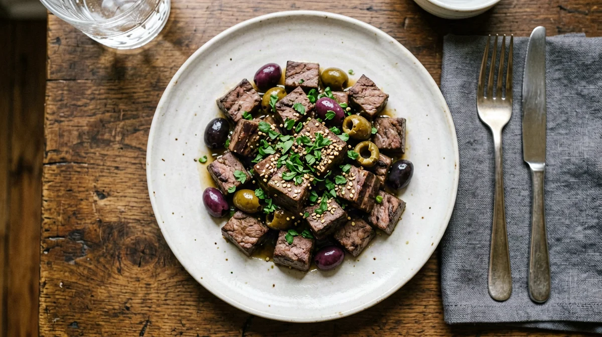 Seitan a dadini con olive e origano