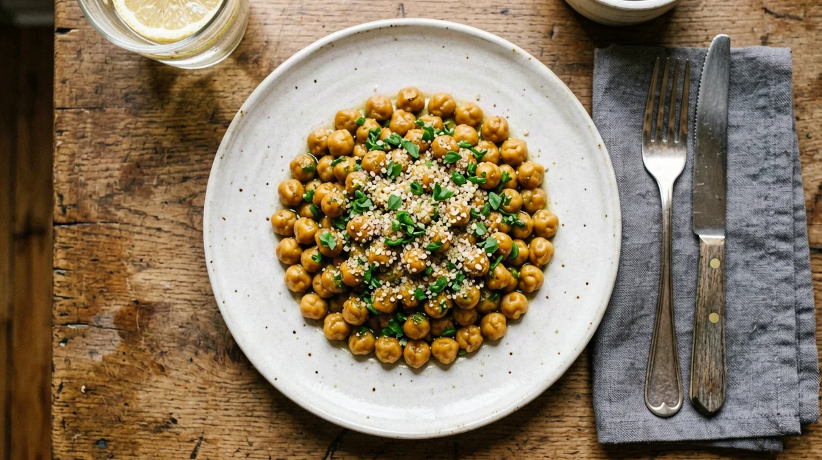 Lemony chickpeas with nutritional yeast