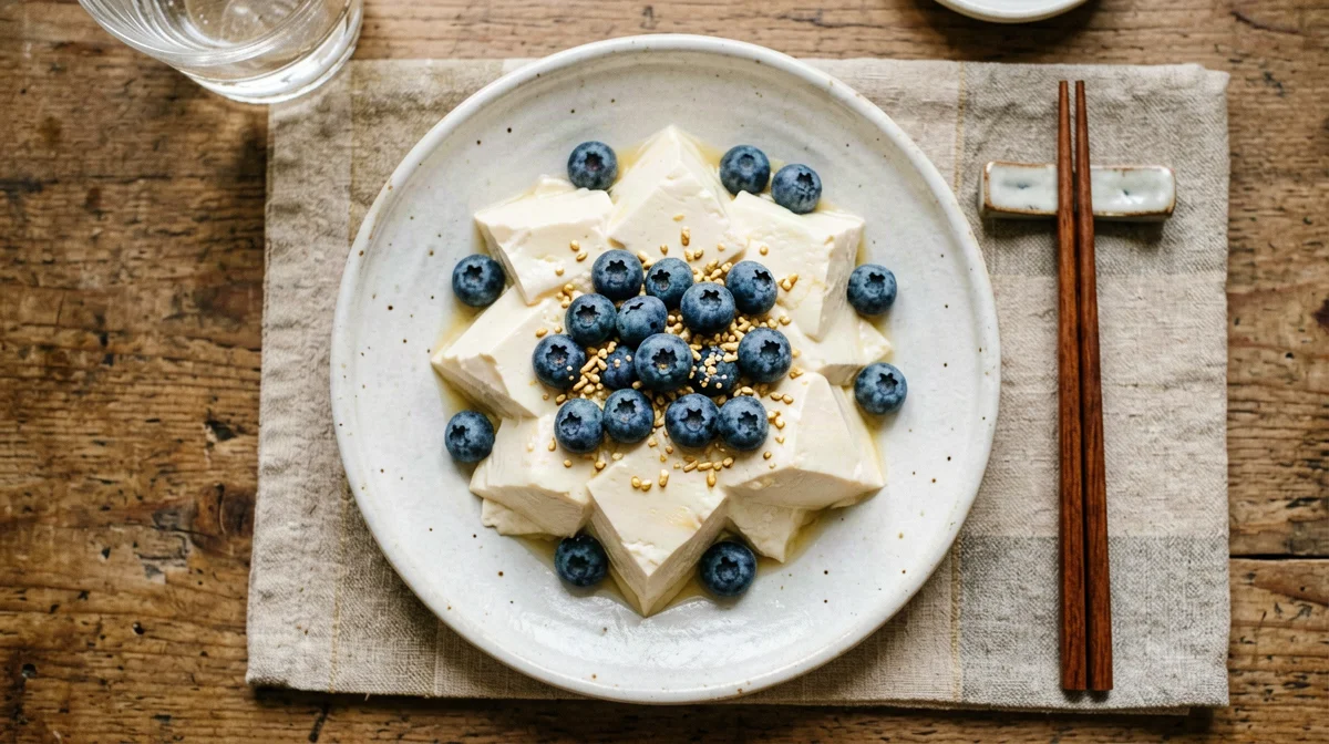 Tofu setoso al limone con mirtilli
