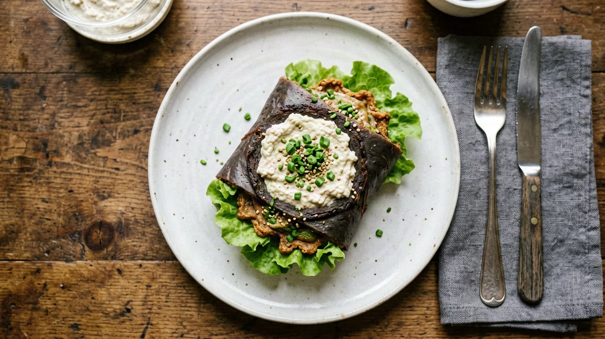 Wrap di seitan, hummus e lattuga