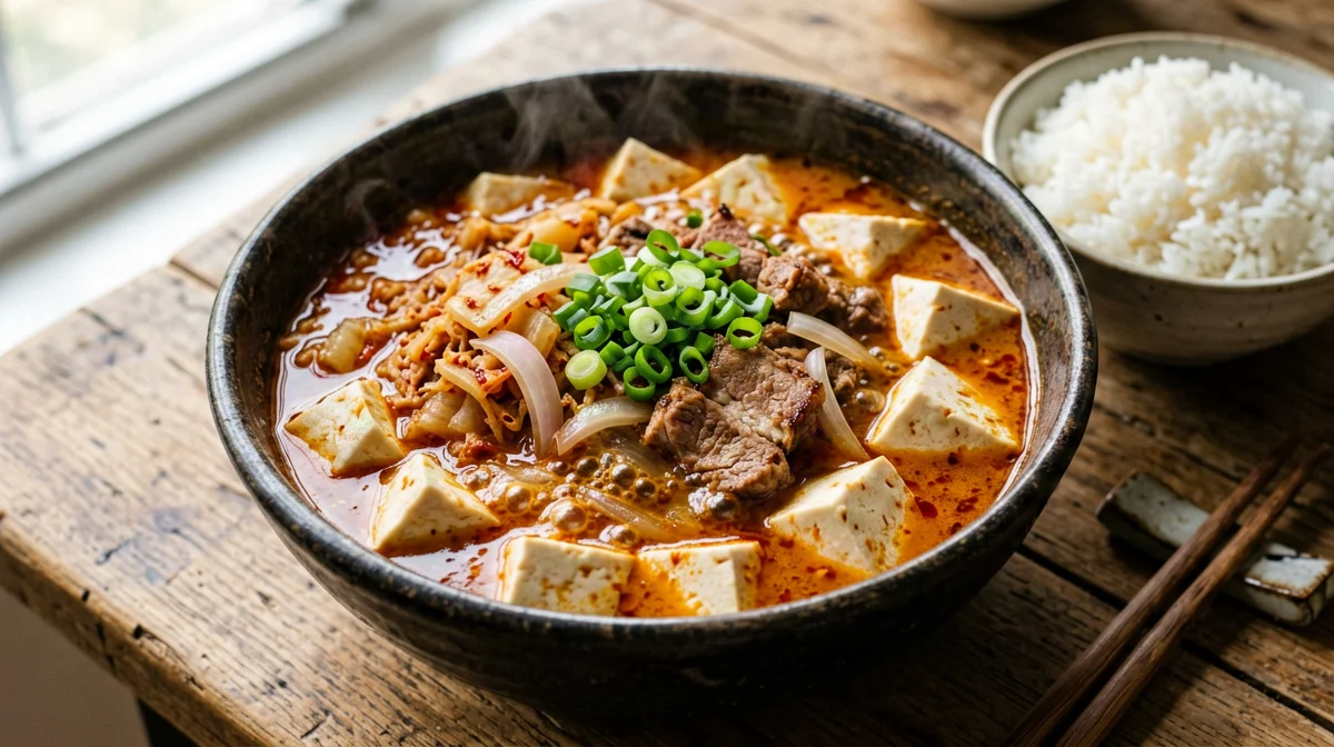 Kimchi jjigae with pork and tofu