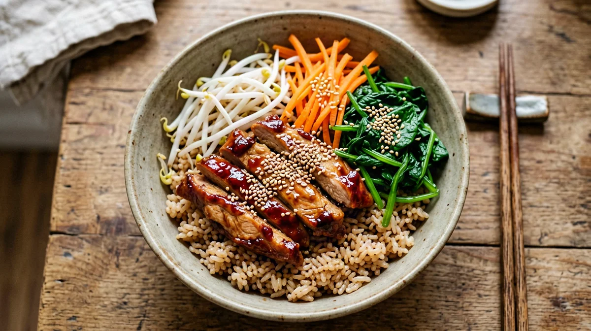 Bowl di tacchino al gochujang con riso integrale e verdure