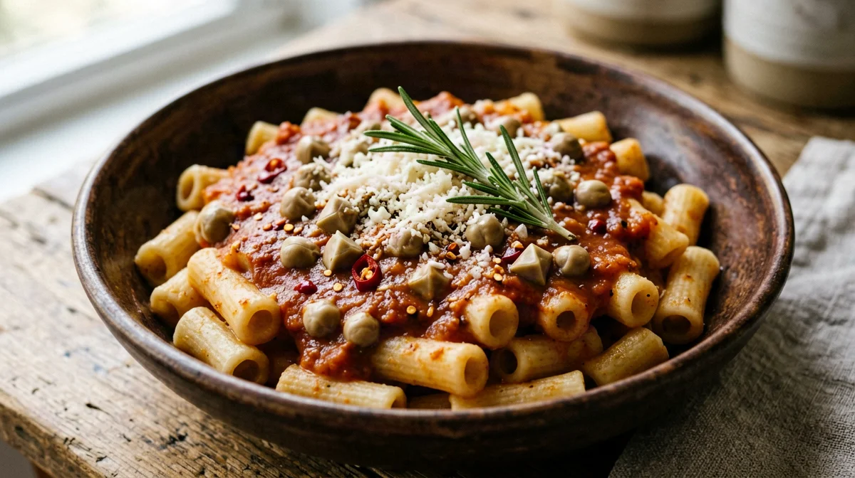 Pasta e cicerchie al pomodoro e rosmarino
