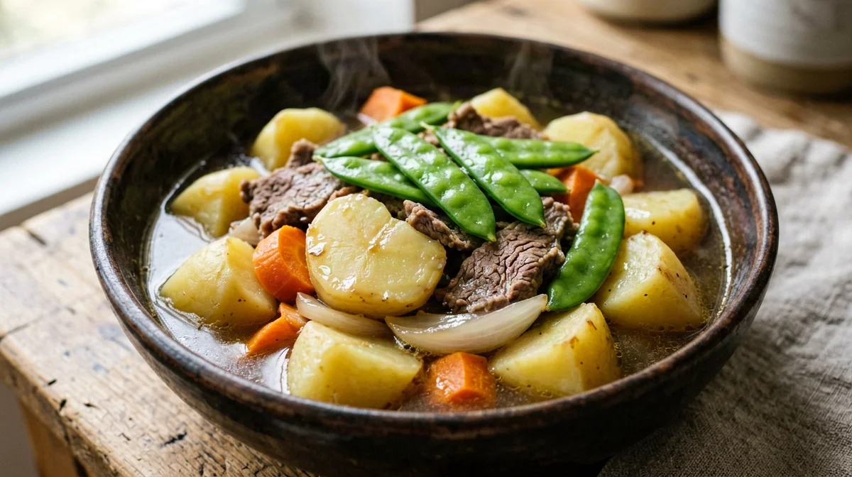 Nikujaga di manzo e patate al sake e mirin