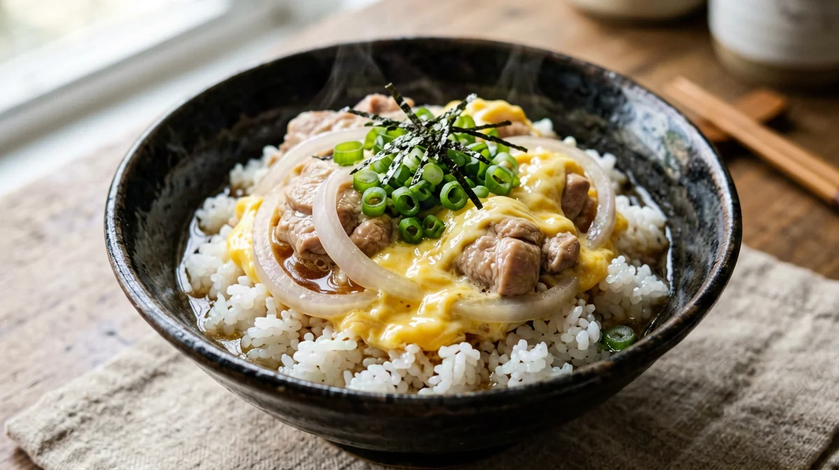 Chicken and egg oyakodon with mirin