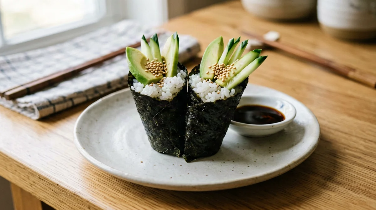 Mini avocado and cucumber temaki