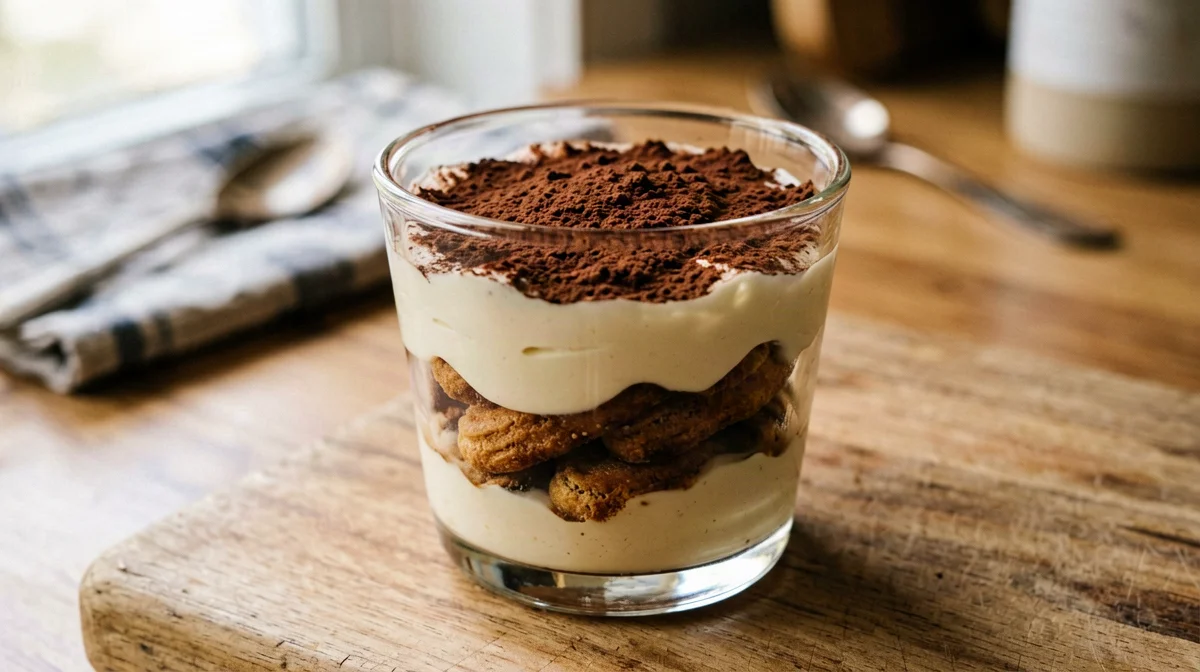 Light espresso tiramisù in a glass