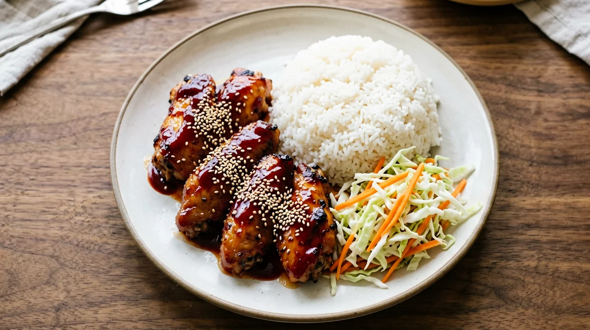 Alette di pollo al forno glassate al gochujang con insalata di cavolo