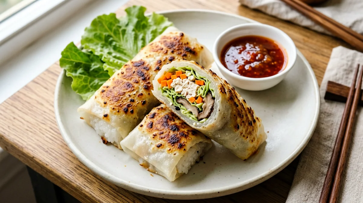 Involtini di carta di riso al forno con tofu e verdure croccanti