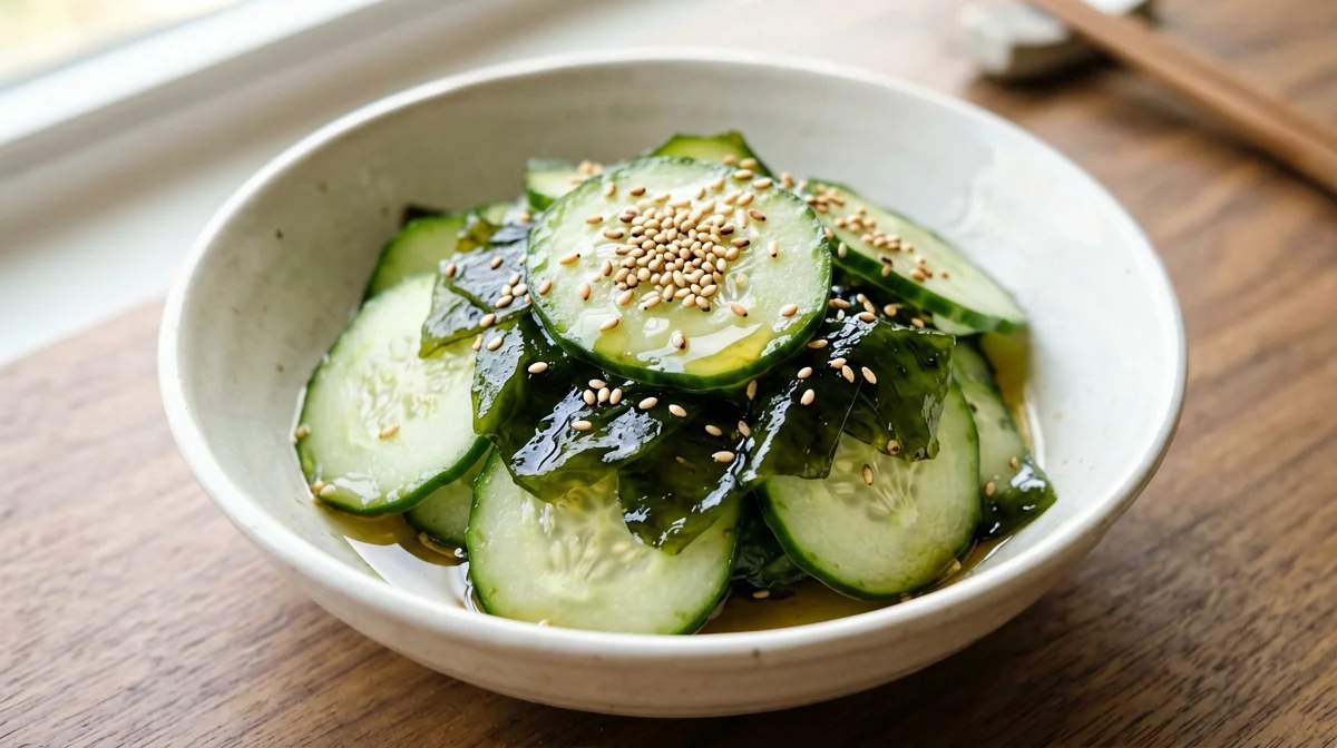 Sunomono di cetriolo e wakame al sesamo