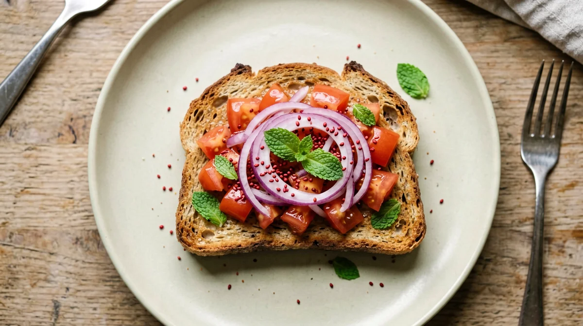 Tomato, red onion and sumac bruschetta