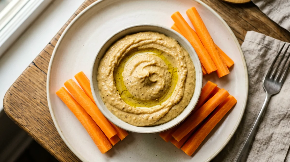 Crema di ceci al garam masala con bastoncini di carote