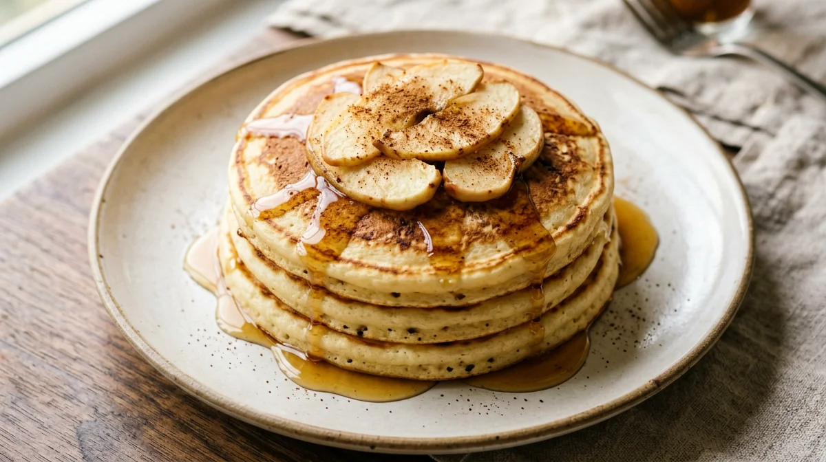 Pancake proteici d'avena e glutine con mela e cannella