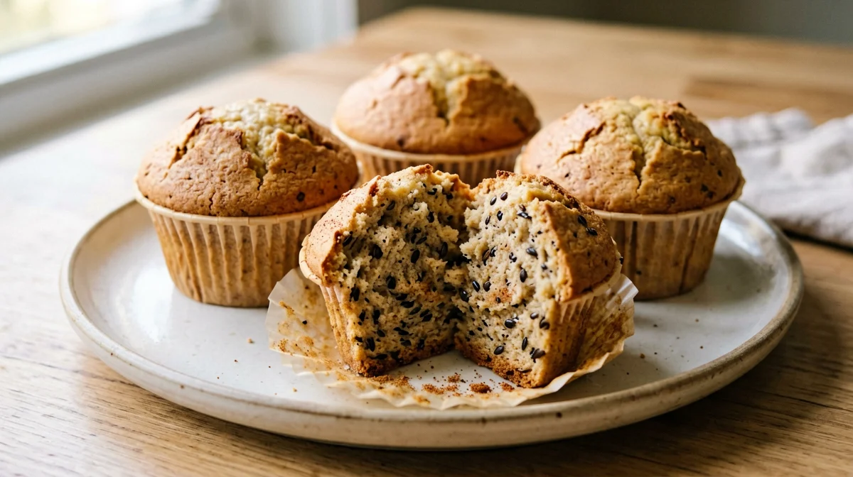 Banana oat and wheat-gluten protein muffins