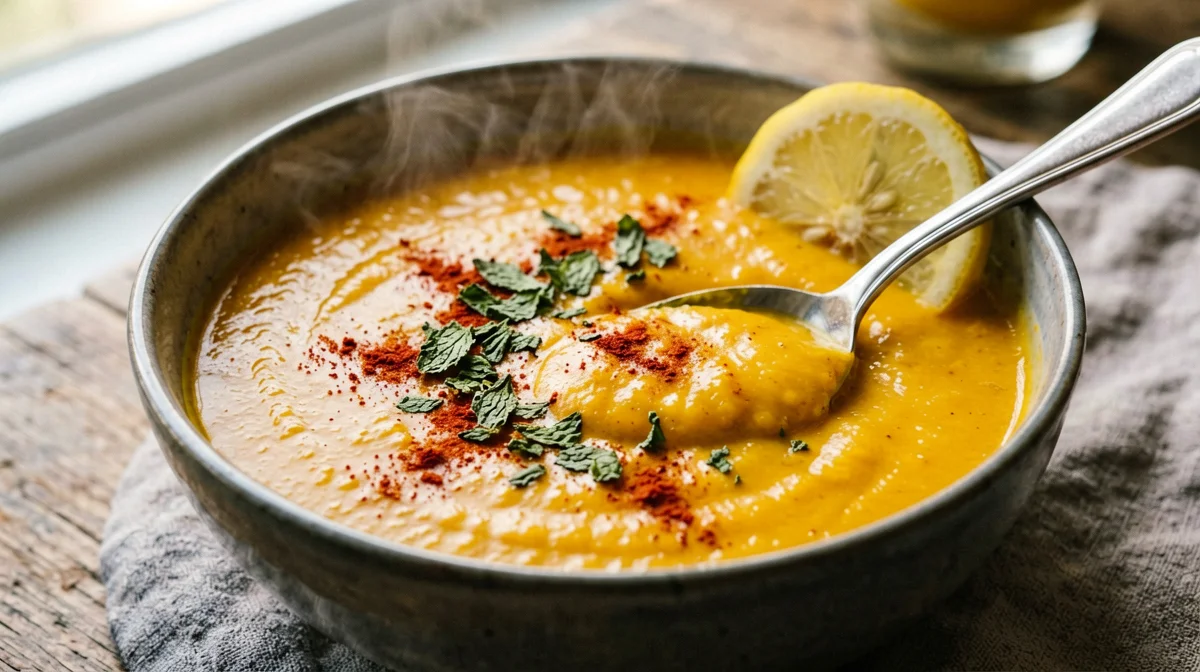 Mercimek: Turkish red lentil soup with lemon