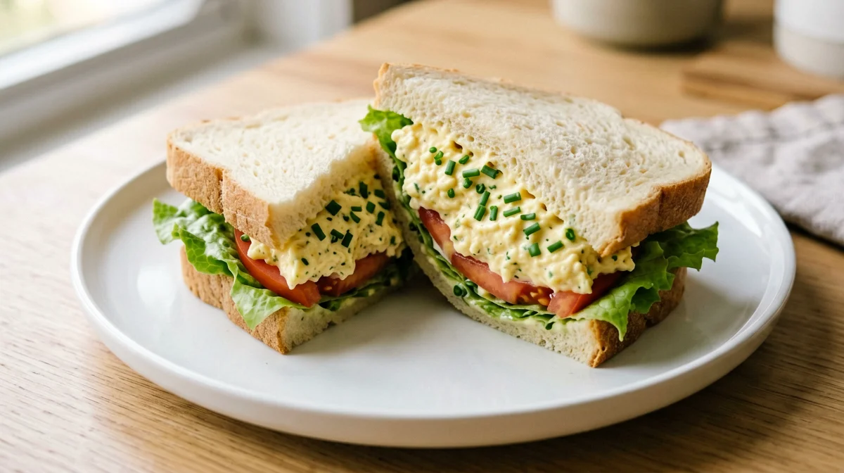 Sandwich con insalata di tofu alla curcuma, lattuga e pomodoro