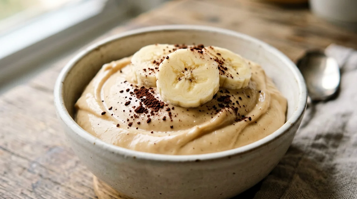 Mousse di tofu setoso al burro di arachidi con banana