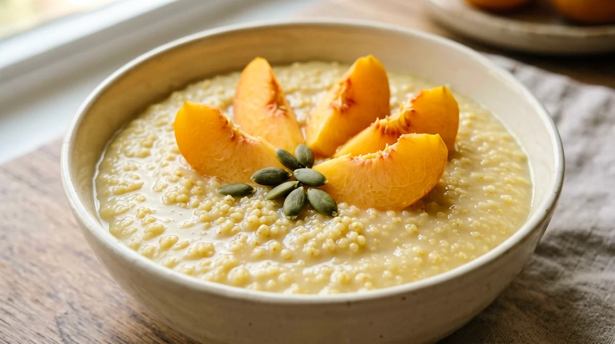 Millet and silken tofu cream with apricots