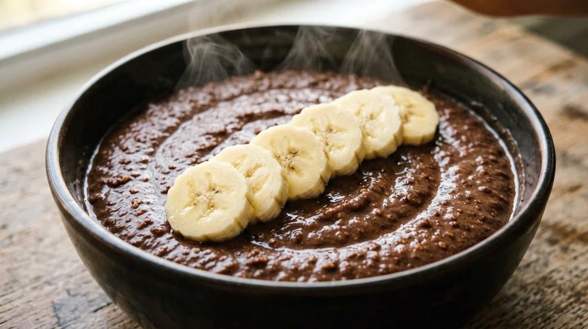 Porridge di teff alla soia con cacao e banana