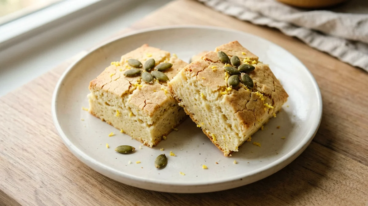 Blondie di cannellini al limone con semi di zucca