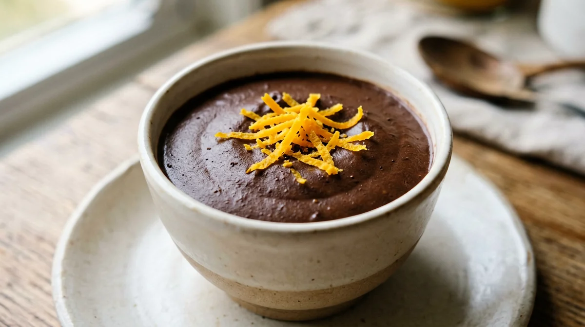 Red lentil chocolate pudding with orange