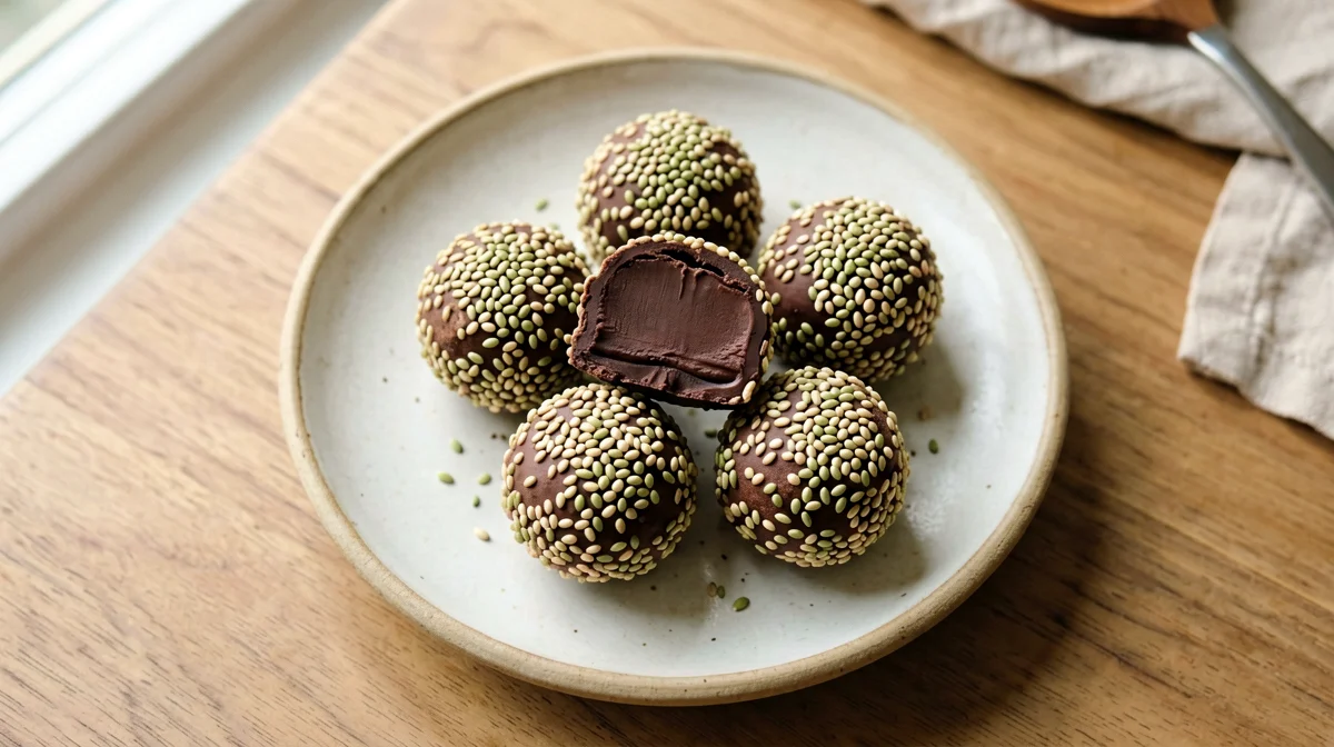 Black bean cocoa truffles with hemp