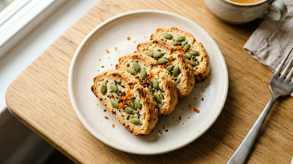 Cantucci proteici di ceci all'anice con semi di zucca