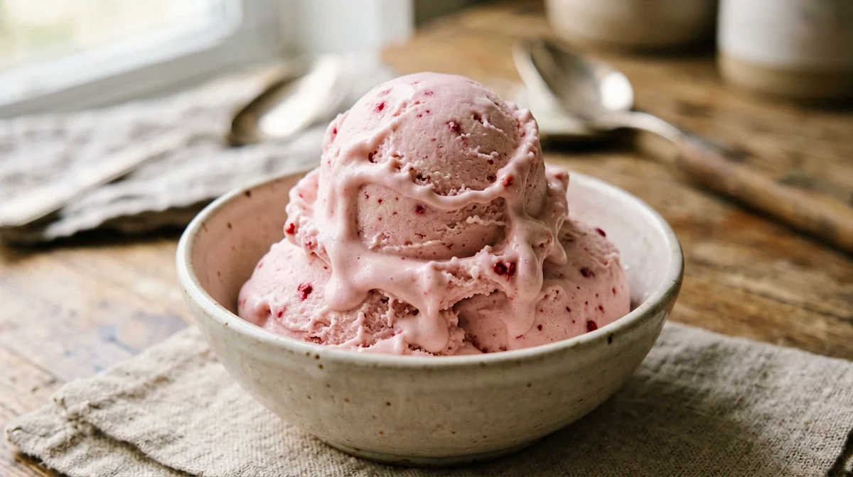 Gelato di fiocchi di latte magri alle fragole