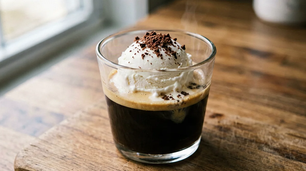 Affogato al caffè con gelato di fiocchi di latte alla vaniglia