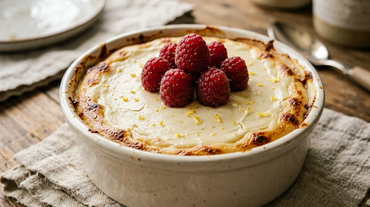 Baked vanilla quark and skyr protein cheesecake
