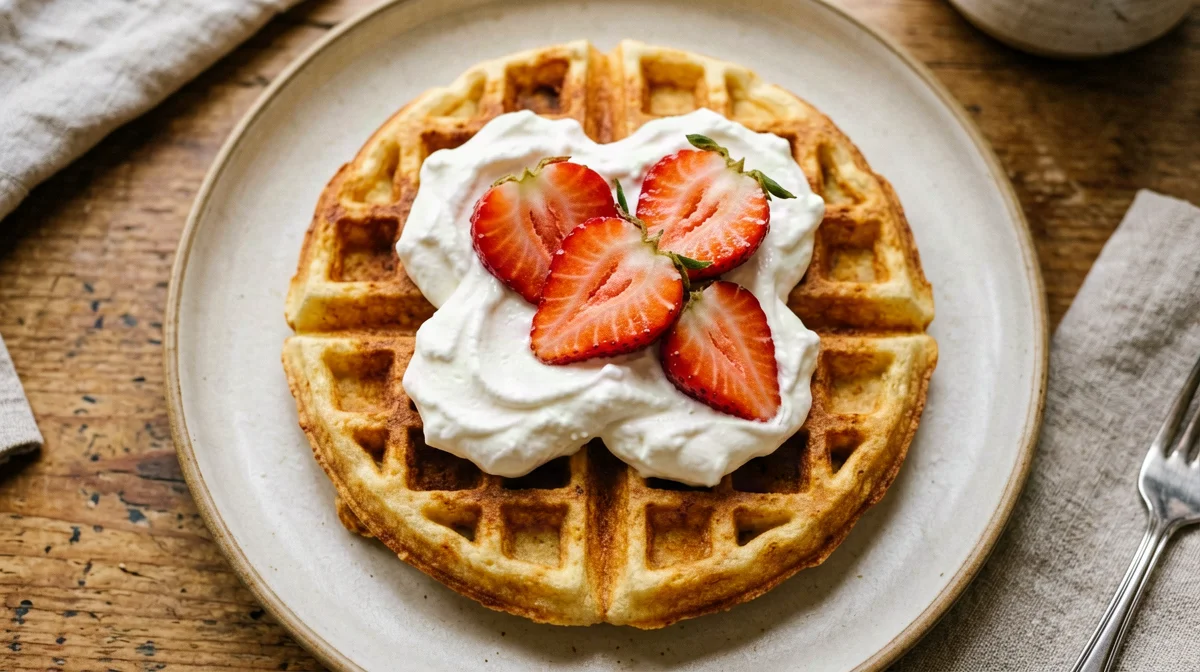 Egg white protein waffles with ricotta and strawberries