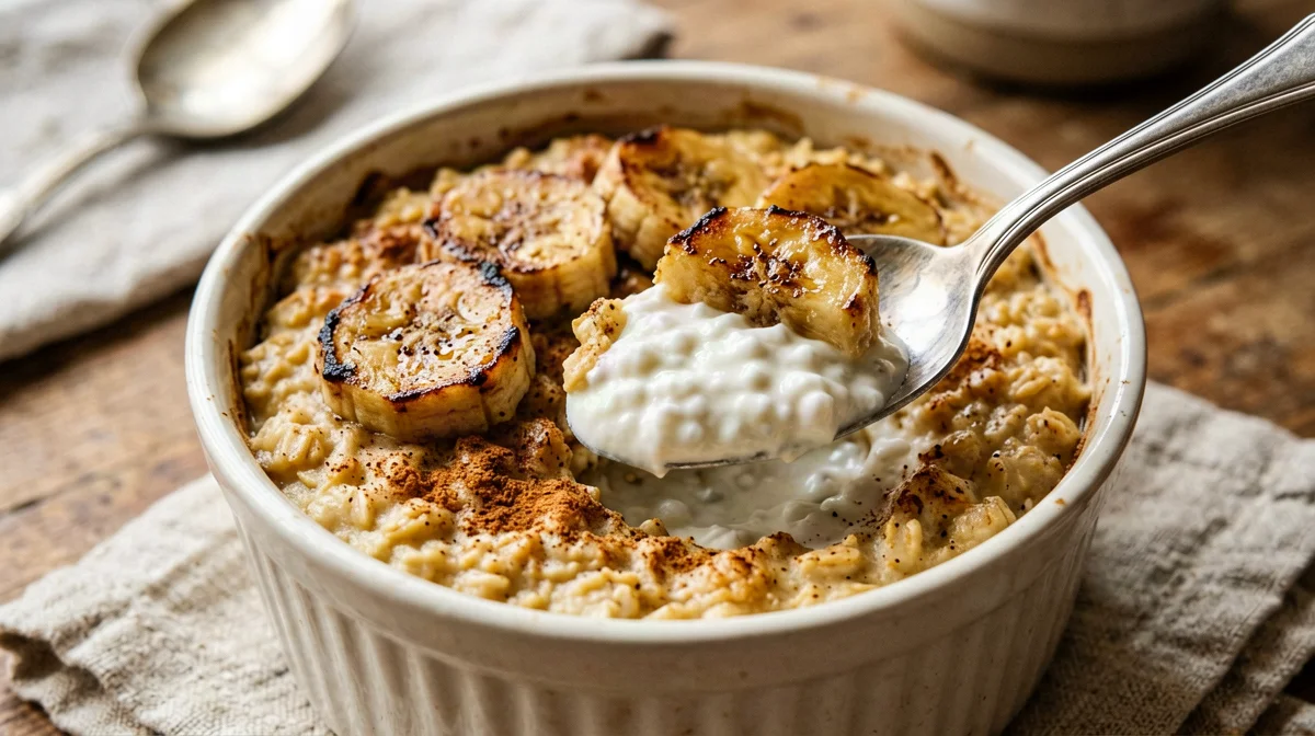 Baked oats proteici alla banana con cuore di skyr