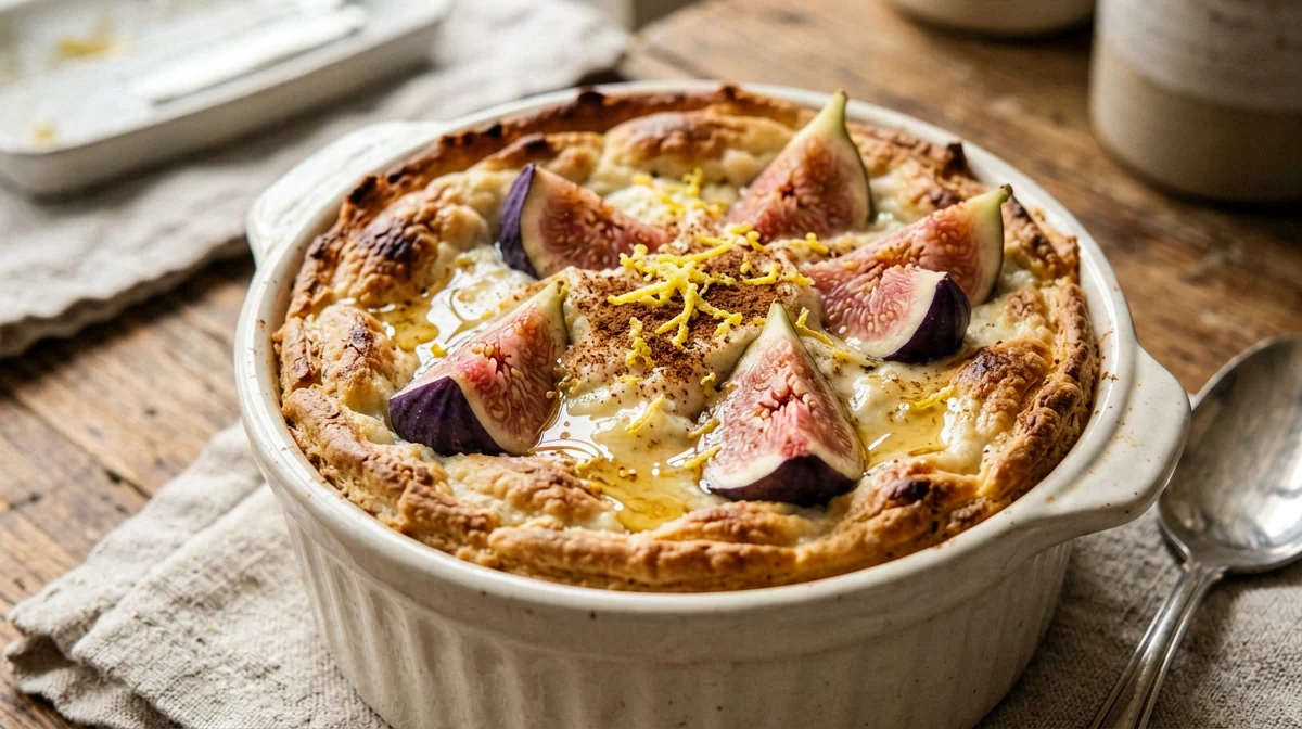 Baked ricotta pot with figs and honey
