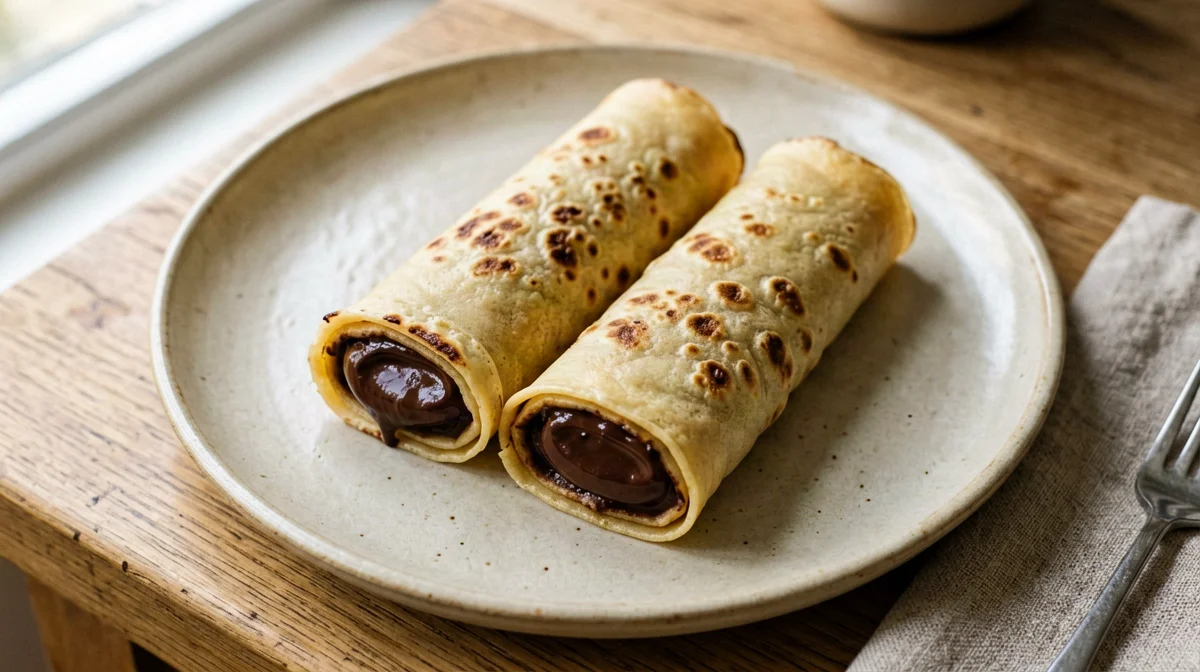 Soy flour crêpes with chocolate tofu cream