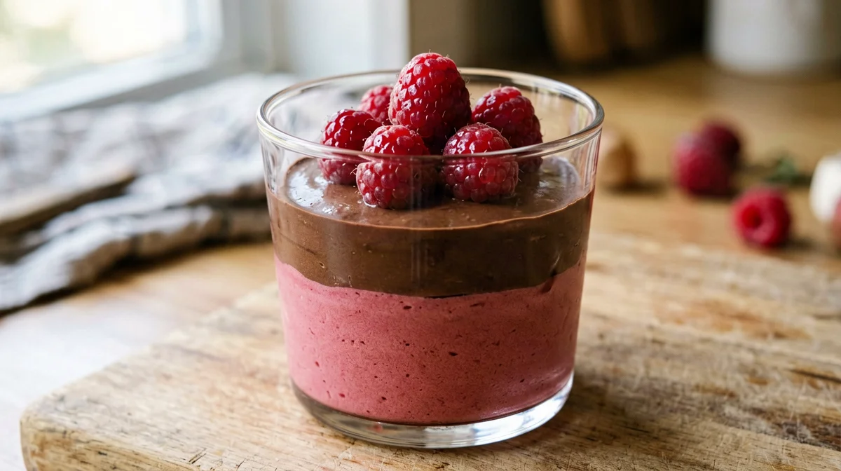 Silken tofu raspberry cocoa mousse