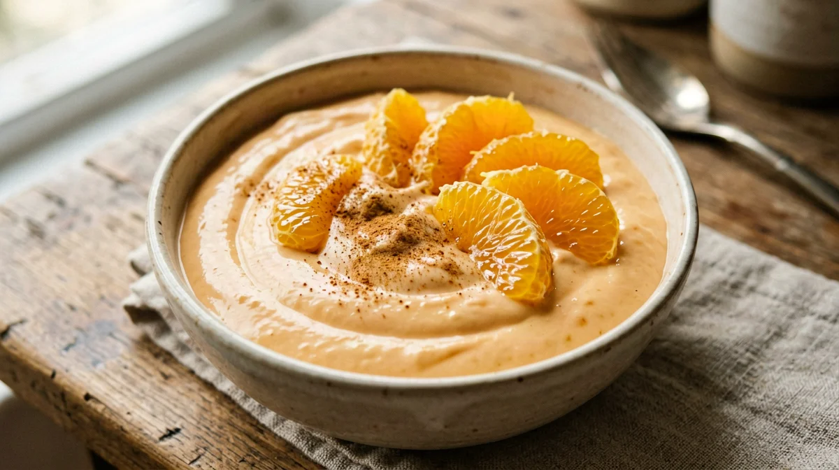 Orange tofu cream with citrus segments