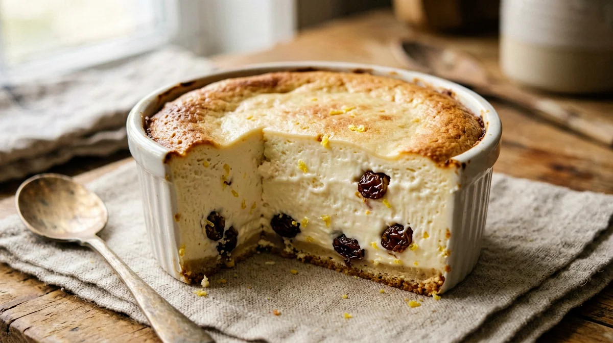 Torta di tofu al limone e uvetta in cocotte