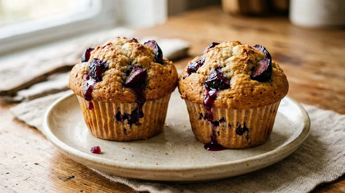 Muffin di farina di soia alle prugne
